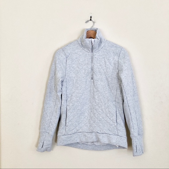 LULULEMON Quilted Half Zip Pullover Sweatshirt in Heathered Vapor Grey - Picture 6 of 12